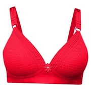 COBKK Full Figure Bras with Support and Lift clearance Women Wireless Large Size Pull Together Bra Comfortable Underwear Exercise Bralettes for Women Y-1576 Red-A 36
